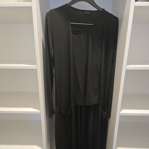 Elegant Black Women's Long Cardigan